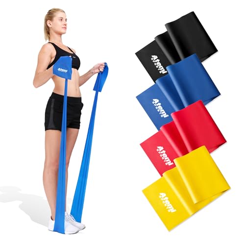 Fitnessbänder [Einzeln oder Set] | 1,2m/2m Widerstandsband für Physiotherapie & Fitness | Lange Übungsbänder für Frauen & Männer | Gymnastikband (#1 Gelb (Leicht), 1,2m)