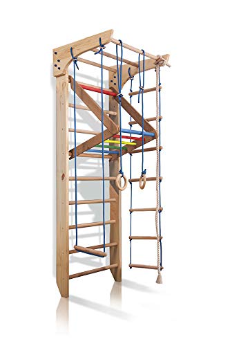 Kletterwand Sprossenwand Turnwand Kinder-4-220-Farbe Fitness Sportgerät Klettergerüst Holz
