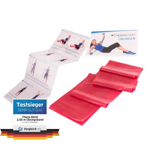 TheraBand Original Fitnessband – 2,5m Resistance Band für Ganzkörpertraining, Kraft & Flexibilität – Ideal für Physiotherapie, Fitness & Sport (2.5 metre, Red/Rot)