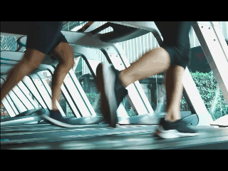 Animation welches zeigt, wie ein Mann und eine Frau auf einem Laufband trainieren. 